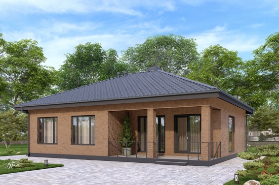 Rg6524 - Одноэтажный дом террасой и просторной гостиной